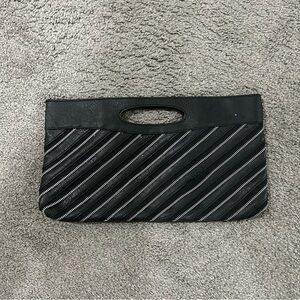 Elegant Black Striped Clutch Bag